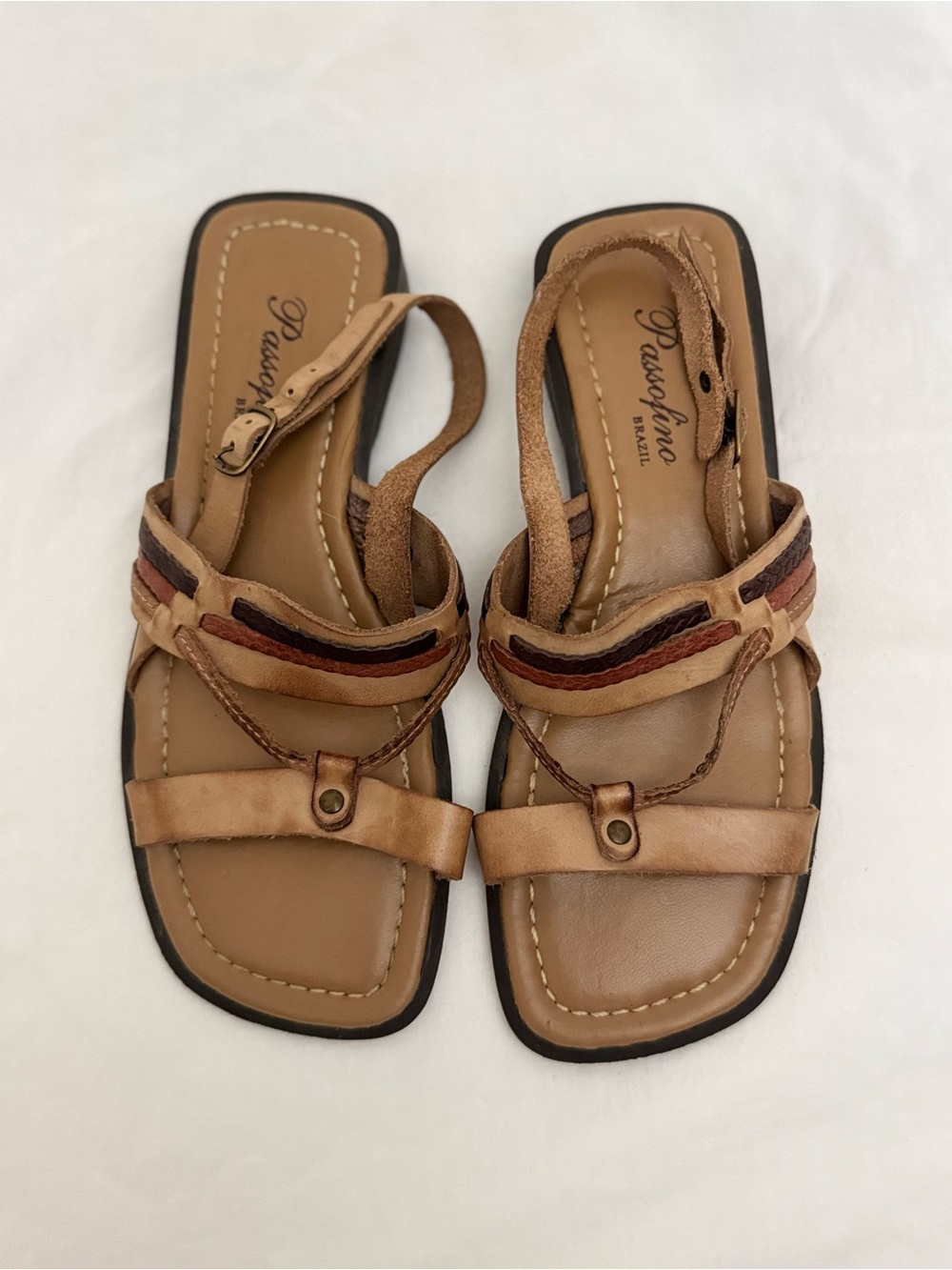 Passofino Brazil Leather Sandals Size 6 - Tan Brown